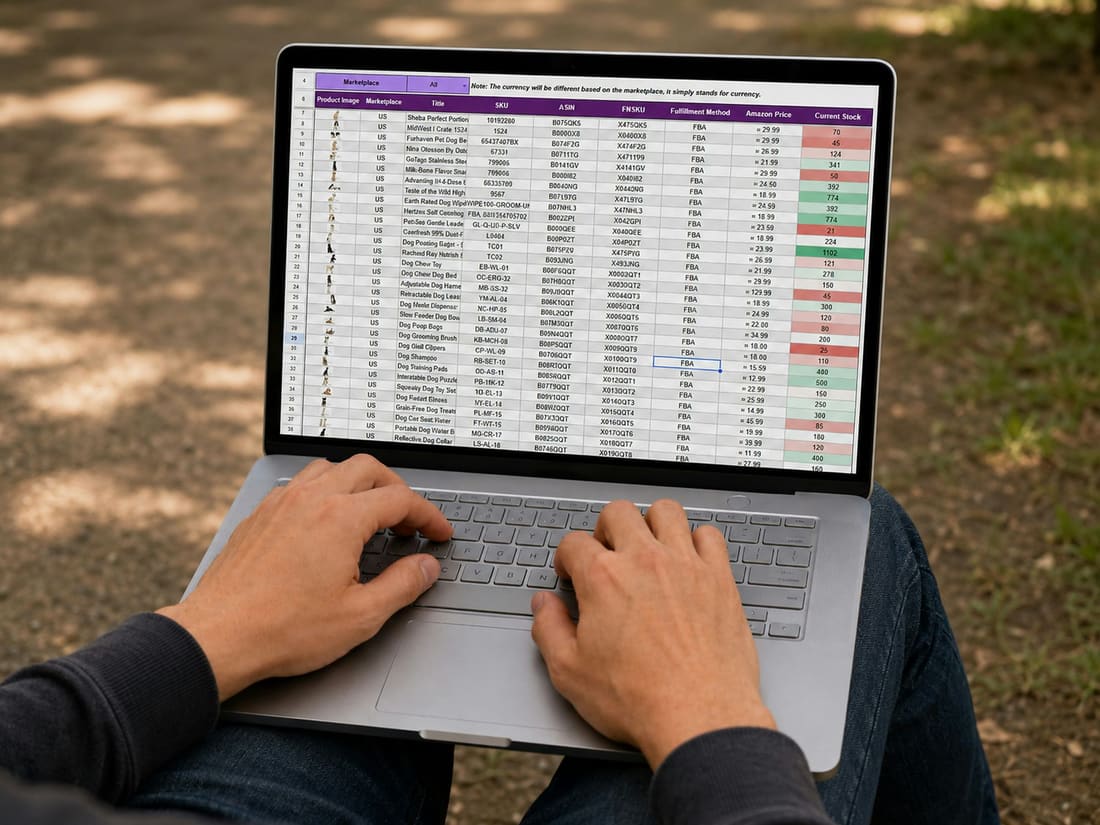 Price spreadsheet open on a laptop